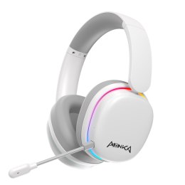 Marvo MONKA ECHO RS, słuchawki z mikrofonem, biała, podświetlona, Tri-mode