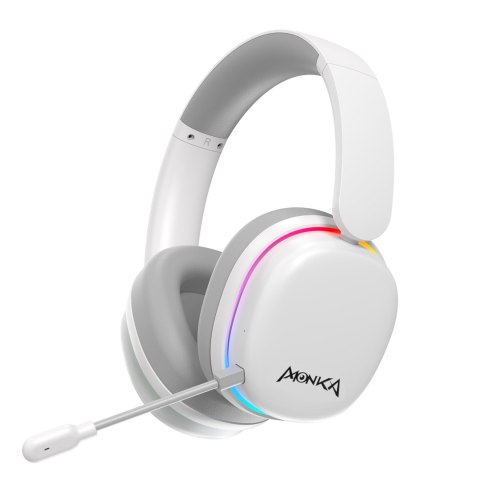 Marvo MONKA ECHO RS, słuchawki z mikrofonem, biała, podświetlona, Tri-mode