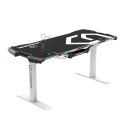 ULTRADESK Biurko dla gracza FORCE SNOW - białe, 166x70 cm, 76.5 cm, z podkładką pod mysz XXL, uchwyt na napoje i słuchawki