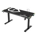 ULTRADESK Biurko dla gracza FORCE - białe, 166x70 cm, 76.5 cm, z podkładką pod mysz XXL, uchwyt na napoje i słuchawki