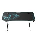 ULTRADESK Biurko dla gracza FRAG XXL BLUE, 160 x 75 cm, 75 cm, uchwyty na słuchawki i napoje, z podkładką XXL na cały pulpit