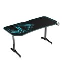 ULTRADESK Biurko dla gracza FRAG XXL BLUE, 160 x 75 cm, 75 cm, uchwyty na słuchawki i napoje, z podkładką XXL na cały pulpit