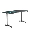 ULTRADESK Biurko dla gracza FRAG XXL BLUE, 160 x 75 cm, 75 cm, uchwyty na słuchawki i napoje, z podkładką XXL na cały pulpit