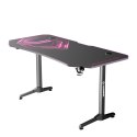 ULTRADESK Biurko dla gracza FRAG XXL PINK, 160 x 75 cm, 75 cm, uchwyty na słuchawki i napoje, z podkładką XXL na cały pulpit