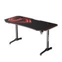 ULTRADESK Biurko dla gracza FRAG XXL RED, 160 x 75 cm, 75 cm, uchwyty na słuchawki i napoje, z podkładką XXL na cały pulpit