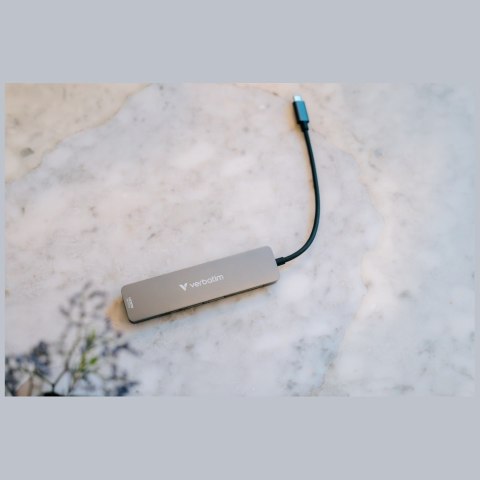 Adapter Hub Verbatim HDMI/USB-C 3.2/USB-C/2xUSB-A 3.2/SD/microSD aluminiowy 32158
