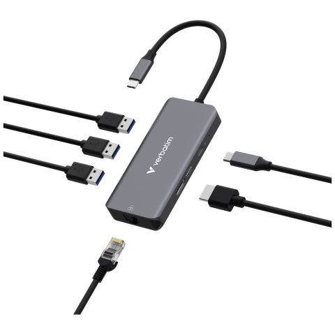 Adapter Hub Verbatim USB-C/HDMI/3xUSB-A 3.2/RJ45 aluminiowy 32157