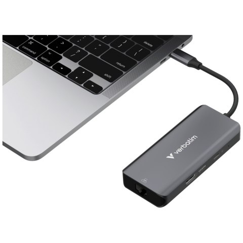 Adapter Hub Verbatim USB-C/HDMI/3xUSB-A 3.2/RJ45 aluminiowy 32157
