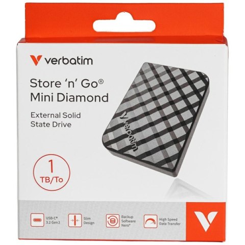 Dysk zewnętrzny Verbatim Mini Diamond SSD 1TB USB-C 3.2 Gen czarny 32025
