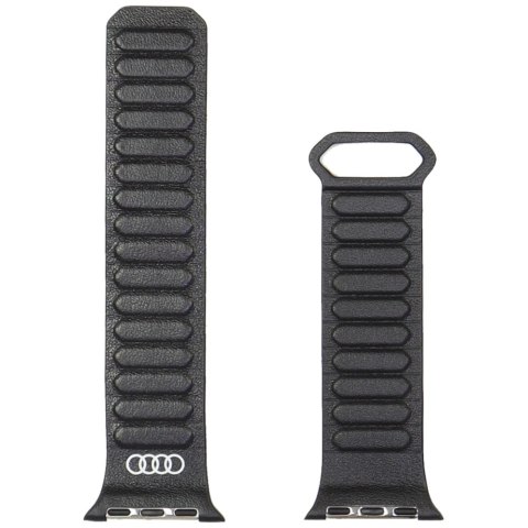 Pasek Audi Logo Genuine Leather Magnetic Ring do Apple Watch 40/41/42mm czarny