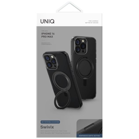 Etui UNIQ Swivix do iPhone 16 Pro Max 360 Rotating Kickstand czarny