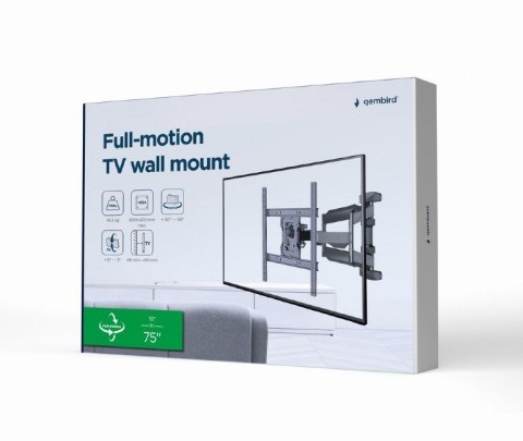 GEMBIRD UCHWYT ŚCIENNY REGULOWANY LCD 32"-75" VESA MAX 600 X 400MM, DO 45KG