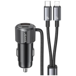 Ładowarka samochodowa USAMS YT Series CC287 66W 1xUSB-A 1xUSB-C + kabel 2w1 USB-C/Lightning tarnish