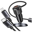 Ładowarka samochodowa USAMS YT Series CC287 66W 1xUSB-A 1xUSB-C + kabel 2w1 USB-C/Lightning tarnish