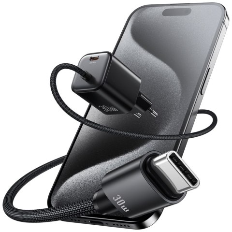 Ładowarka sieciowa USAMS JC Series CC264 30W GaN Mini Fast Charger 2xUSB-C czarny