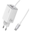 Ładowarka sieciowa USAMS JC Series CC266 65W GaN Fast Charger 2xUSB-C 1xUSB-A biały
