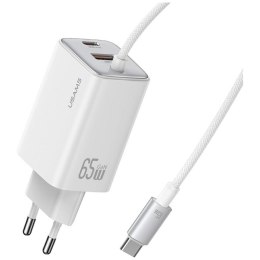 Ładowarka sieciowa USAMS JC Series CC266 65W GaN Fast Charger 2xUSB-C 1xUSB-A biały