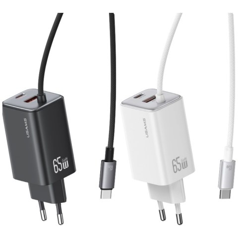 Ładowarka sieciowa USAMS JC Series CC266 65W GaN Fast Charger 2xUSB-C 1xUSB-A biały