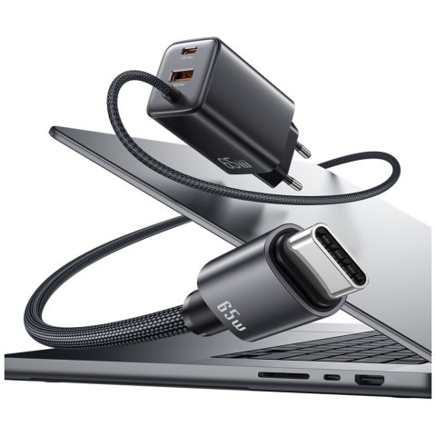 Ładowarka sieciowa USAMS JC Series CC266 65W GaN Fast Charger 2xUSB-C 1xUSB-A biały