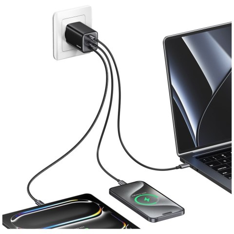 Ładowarka sieciowa USAMS JC Series CC266 65W GaN Fast Charger 2xUSB-C 1xUSB-A biały