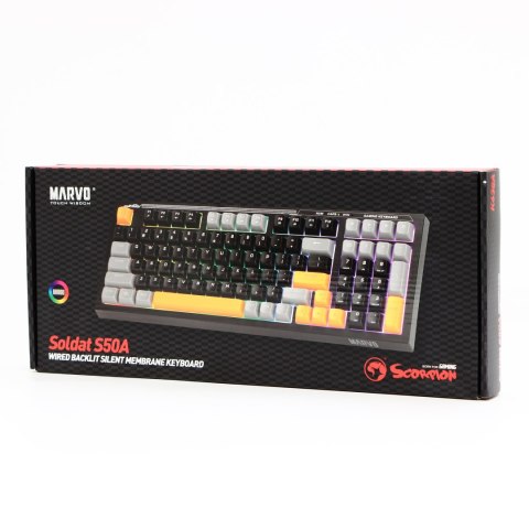 Marvo K638A, klawiatura US, do gry, przewodowa (USB), czarna, podświetlenie