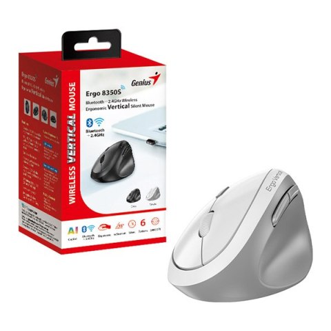 Mysz bezprzewodowa, Genius Ergo 8350S, biała, optyczna, 2400DPI