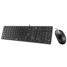 Genius SlimStar C126 COPILOT, zestaw klawiatura z optyczną myszką, CZ/SK, przewodowa (USB), czarna, niski profil
