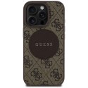 Etui Guess 4G Circle Classic Logo MagSafe do iPhone 16 Pro brązowy