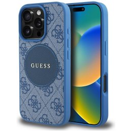 Etui Guess 4G Circle Classic Logo MagSafe do iPhone 16 Pro niebieski