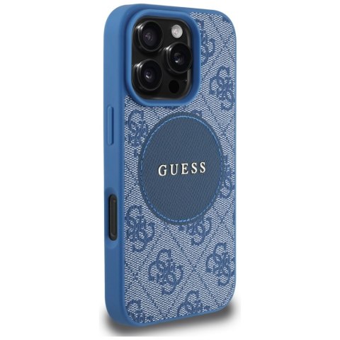 Etui Guess 4G Circle Classic Logo MagSafe do iPhone 16 Pro niebieski