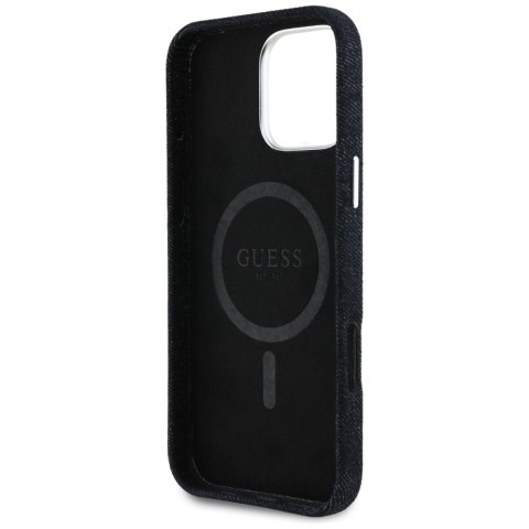 Etui Guess Denim Triangle Logo MagSafe do iPhone 16 Pro czarny