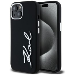 Etui Karl Lagerfeld Silicone Metal Script Logo do iPhone 15 czarny