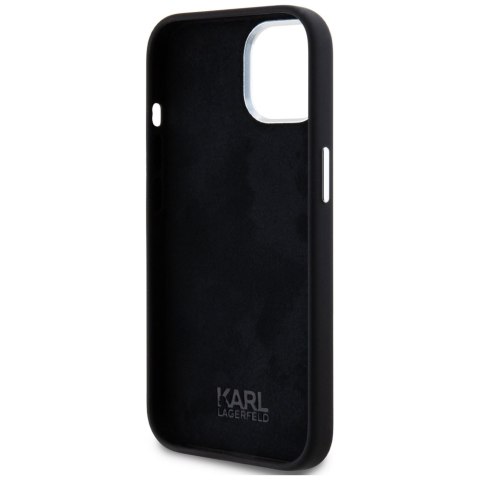 Etui Karl Lagerfeld Silicone Metal Script Logo do iPhone 15 czarny