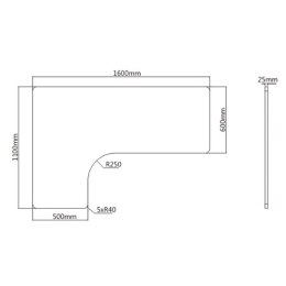 Blat biurka narożnego, orzech, 160x110-60x2.5 cm, laminowana płyta wiórowa, Powerton