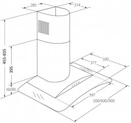Okap kominowy AKPO WK-4 LARGO ECO 60 CZARNY (399,1 m3/h; 600mm; kolor czarny)