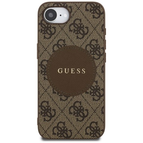 Etui Guess 4G Circle Classic Logo MagSafe do iPhone 16e brązowy