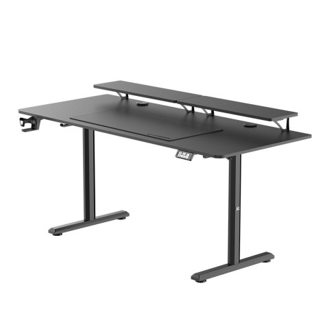 Biurko, elektycznie regulowany, 160X70 cm, 72-117 cm, HIGHLANDER XXL BLACK, czarny, ULTRADESK