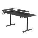 Biurko, elektycznie regulowany, 160X70 cm, 72-117 cm, HIGHLANDER XXL BLACK, czarny, ULTRADESK