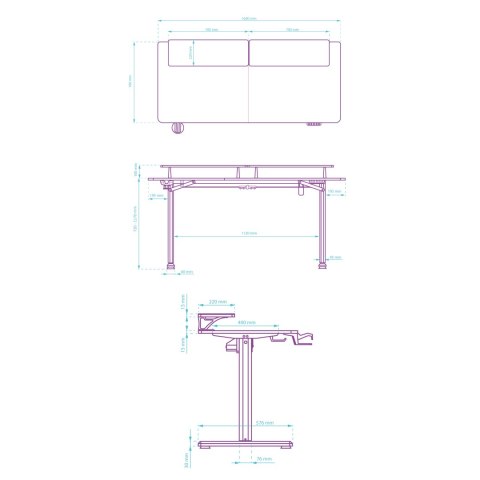 Biurko, elektycznie regulowany, 160X70 cm, 72-117 cm, HIGHLANDER XXL BROWN, brązowy, ULTRADESK