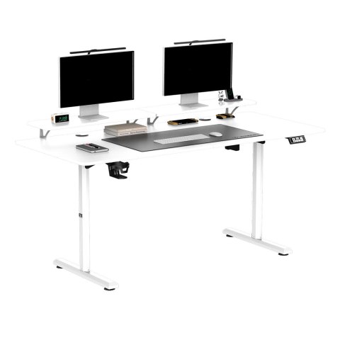Biurko, elektycznie regulowany, 160X70 cm, 72-117 cm, HIGHLANDER XXL WHITE, biały, ULTRADESK