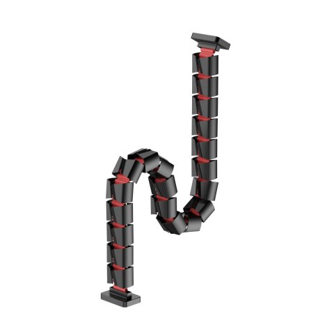 Organizer kabli, Gęsia szyja z magnetycznym mocowaniem, czarno-czerwony, 1285mm, do stołów z regulacją wysokości, Powerton