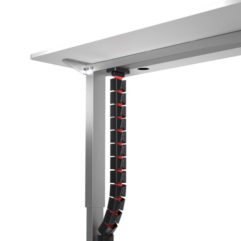 Organizer kabli, Gęsia szyja z magnetycznym mocowaniem, czarno-czerwony, 1285mm, do stołów z regulacją wysokości, Powerton