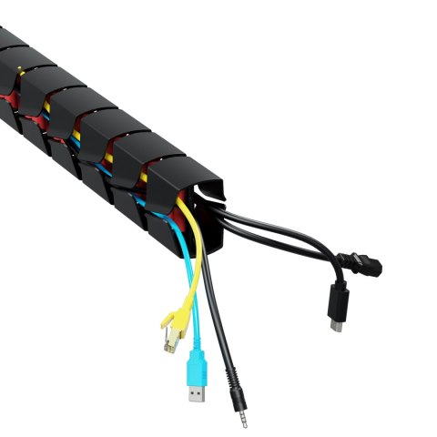 Organizer kabli, Gęsia szyja z magnetycznym mocowaniem, czarno-czerwony, 1285mm, do stołów z regulacją wysokości, Powerton