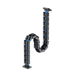 Organizer kabli, Gęsia szyja z magnetycznym mocowaniem, czarno-niebieski, 1285mm, do stołów z regulacją wysokości, Powerton