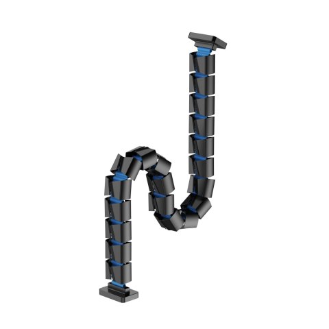 Organizer kabli, Gęsia szyja z magnetycznym mocowaniem, czarno-niebieski, 1285mm, do stołów z regulacją wysokości, Powerton