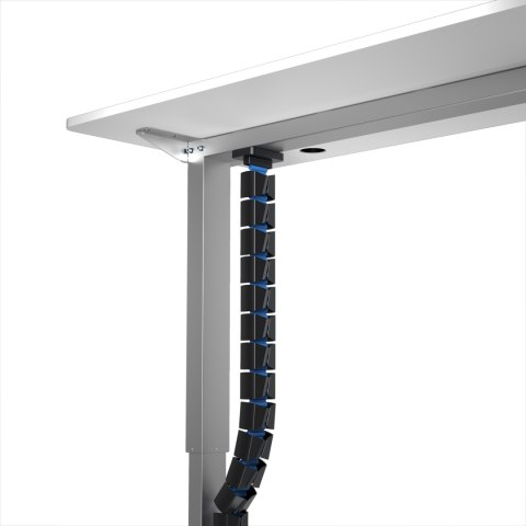 Organizer kabli, Gęsia szyja z magnetycznym mocowaniem, czarno-niebieski, 1285mm, do stołów z regulacją wysokości, Powerton