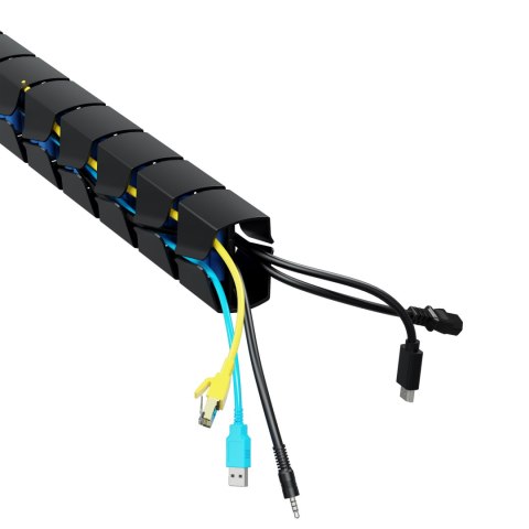 Organizer kabli, Gęsia szyja z magnetycznym mocowaniem, czarno-niebieski, 1285mm, do stołów z regulacją wysokości, Powerton