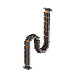 Organizer kabli, Gęsia szyja z magnetycznym mocowaniem, czarno-pomarańczowy, 1285mm, do stołów z regulacją wysokości, Powerton