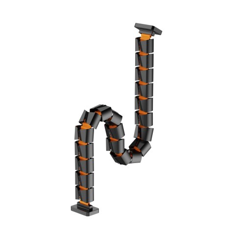 Organizer kabli, Gęsia szyja z magnetycznym mocowaniem, czarno-pomarańczowy, 1285mm, do stołów z regulacją wysokości, Powerton