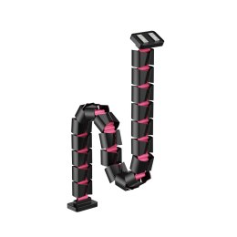 Organizer kabli, Gęsia szyja z magnetycznym mocowaniem, czarno-różowy, 1285mm, do stołów z regulacją wysokości, Powerton